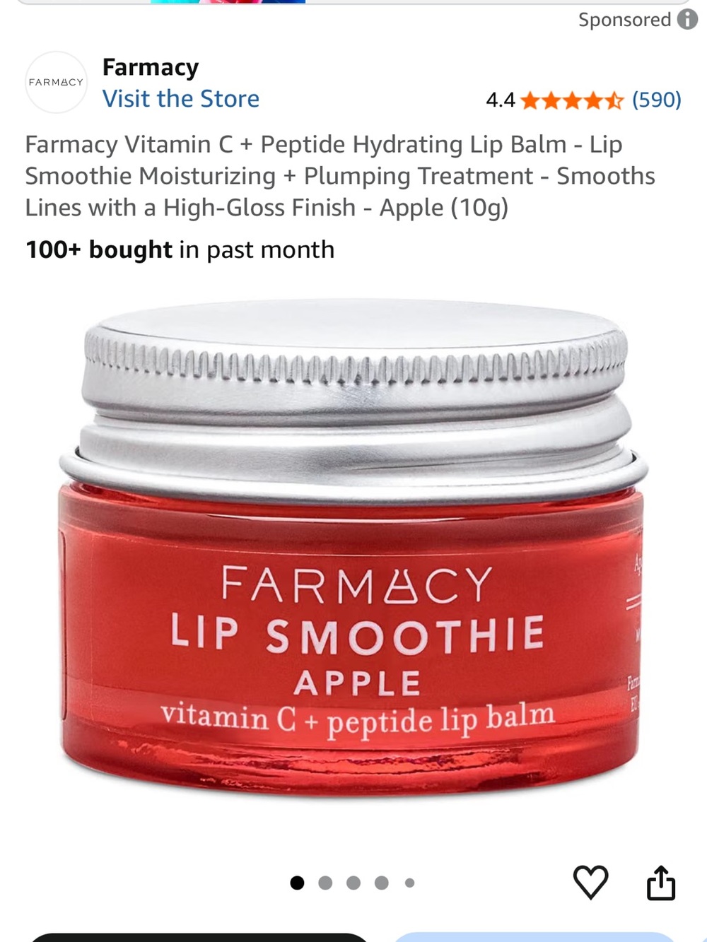 Farmacy Lip Smoothie Apple Hydrating Lip Balm - Red & Silver